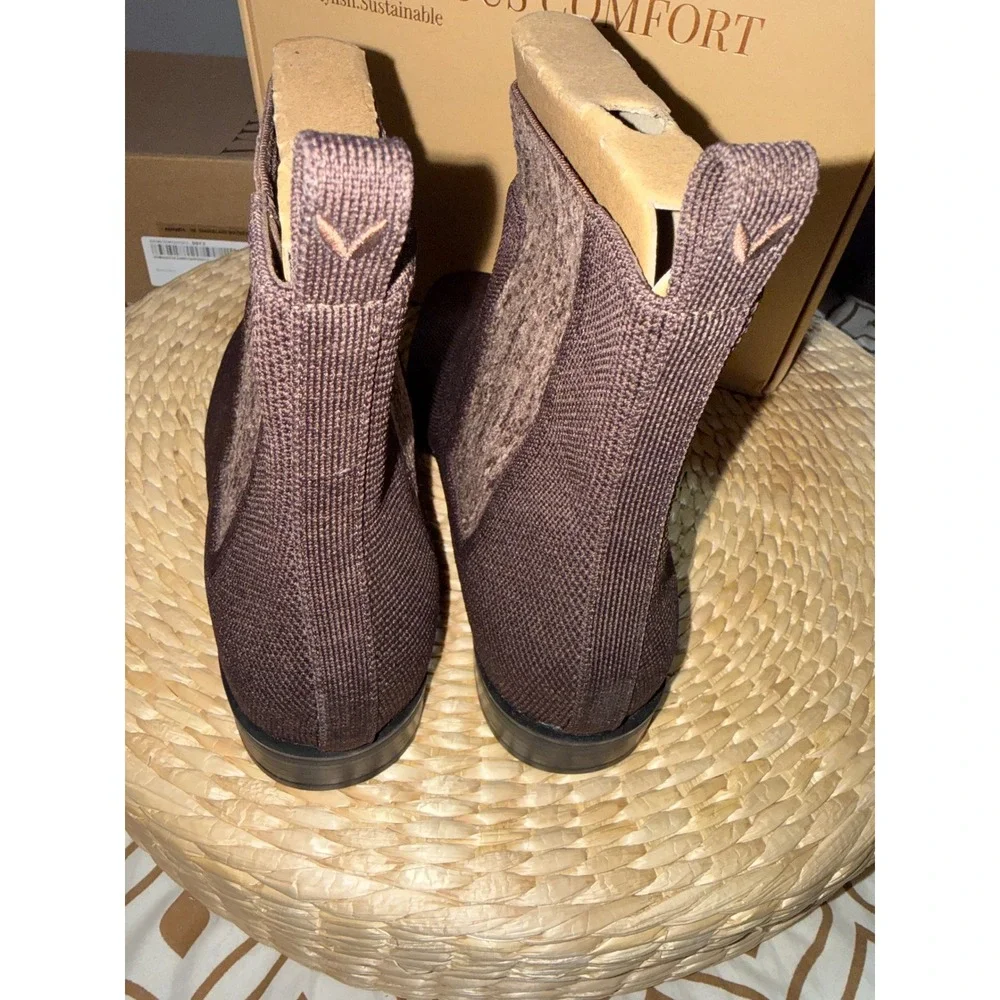 VIVAIA‎ Water-Repellent Square Toe Boots Dark Chocolate size EU/40 US/9